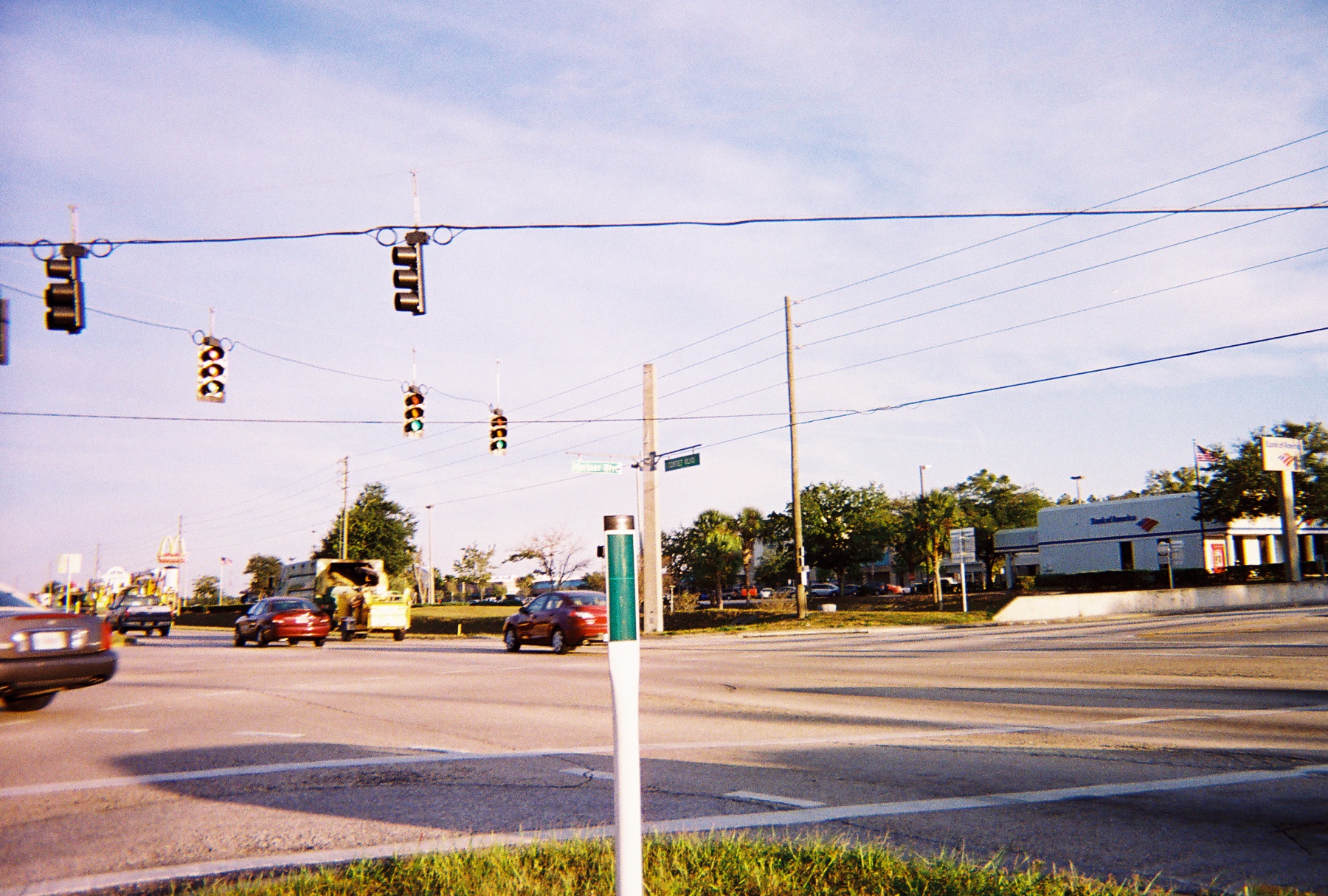 Aerial view of a Florida suburban street grid platted across former flatwoods, the kind of plat GDC laid out in Palm Bay starting 1959.