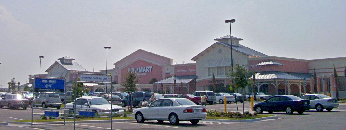 Walmart store in Palm Bay, the kind of big-box retail that anchored the 1990s and 2000s commercial buildout around Bayside Lakes.